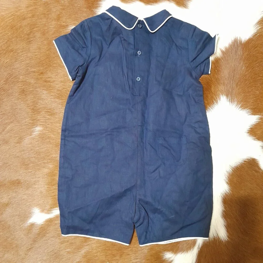 JANIE & JACK Boy's Navy Blue Sailor Suit Romper One Piece Size 12-18 months - Picture 3 of 4